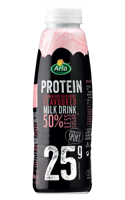 Arla® Protein Arla Protein Strawberries & Raspberry  flavoured milk drink with less sugar